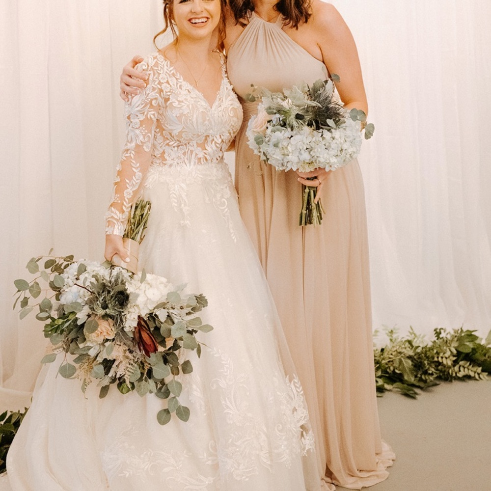 Extra length Champagne David’s Bridal Dress